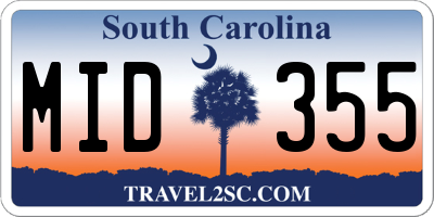 SC license plate MID355