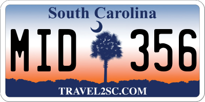 SC license plate MID356