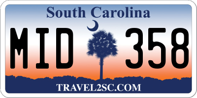 SC license plate MID358