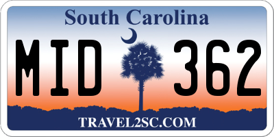 SC license plate MID362