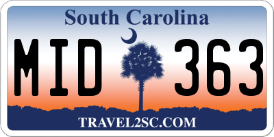 SC license plate MID363