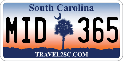 SC license plate MID365
