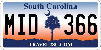 SC license plate MID366
