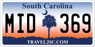 SC license plate MID369