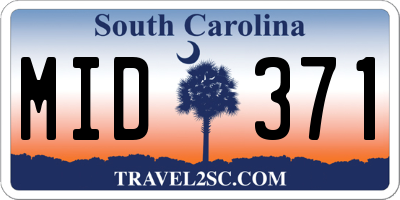 SC license plate MID371