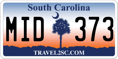 SC license plate MID373