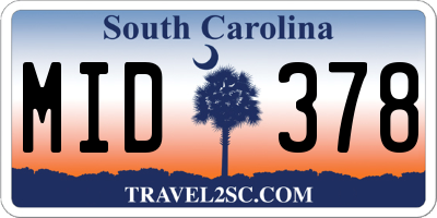 SC license plate MID378
