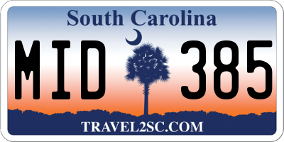 SC license plate MID385