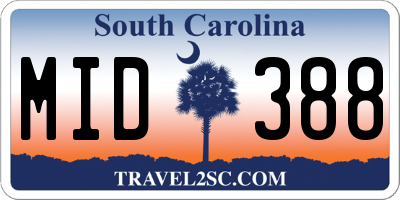 SC license plate MID388