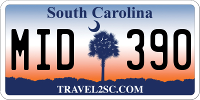 SC license plate MID390