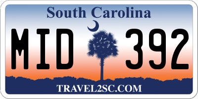 SC license plate MID392