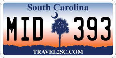 SC license plate MID393