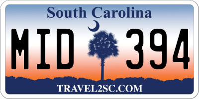 SC license plate MID394