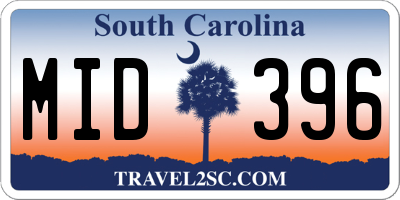 SC license plate MID396