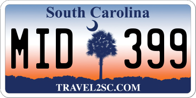 SC license plate MID399