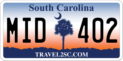 SC license plate MID402