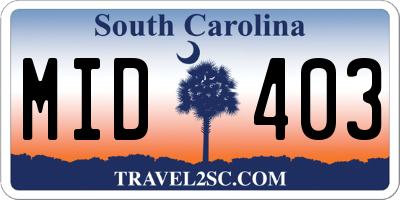 SC license plate MID403