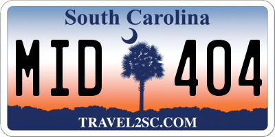 SC license plate MID404