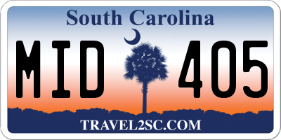 SC license plate MID405