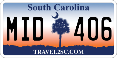 SC license plate MID406