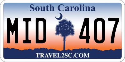 SC license plate MID407