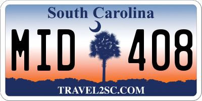 SC license plate MID408