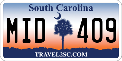 SC license plate MID409