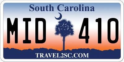 SC license plate MID410