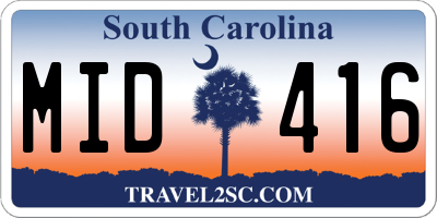 SC license plate MID416