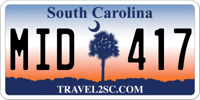 SC license plate MID417