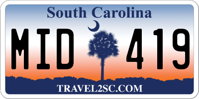 SC license plate MID419