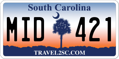 SC license plate MID421