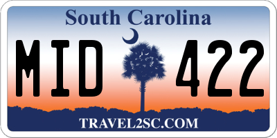SC license plate MID422