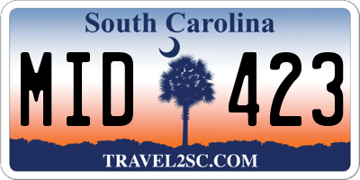 SC license plate MID423