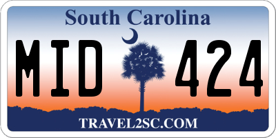SC license plate MID424