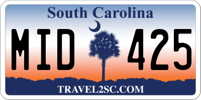SC license plate MID425