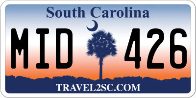 SC license plate MID426