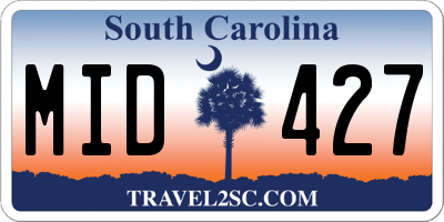 SC license plate MID427