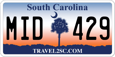 SC license plate MID429