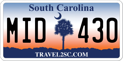 SC license plate MID430