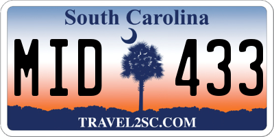 SC license plate MID433