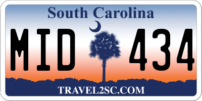 SC license plate MID434