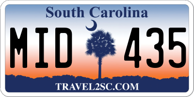SC license plate MID435