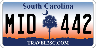 SC license plate MID442