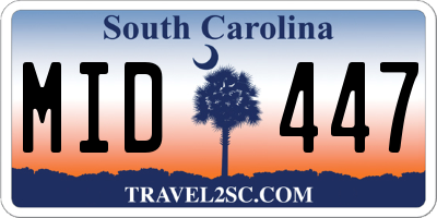 SC license plate MID447