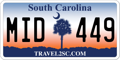 SC license plate MID449