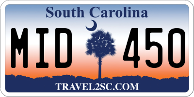 SC license plate MID450
