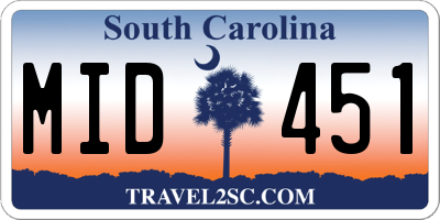 SC license plate MID451