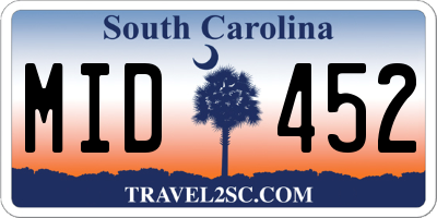 SC license plate MID452