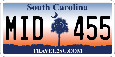 SC license plate MID455